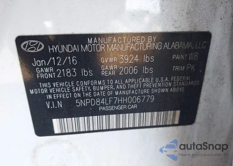 2017 Hyundai Elantra Se z USA, uszkodzony, nr VIN 5NPD84LF7HH006779
